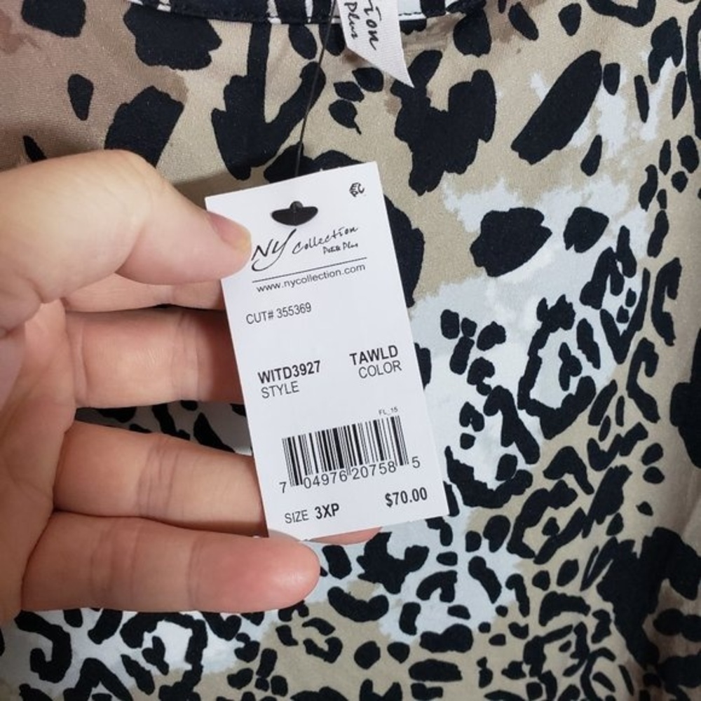 NY Collection Plus Size 3X Cold Shoulder Asymmetric Print Maxi Dress (AG) - Picture 5 of 7